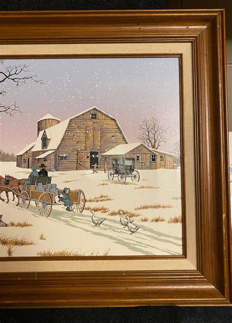 Description. Girl gathering eggs winter scene, Morton Salt, and Pepsi Cola. All are framed and signed by artist C. Carson. Overall measures frame included: 22" X 18" on all 3 paintings. Buyer's Premium.